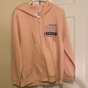 Peach Graphic Zip-Up Hoodie